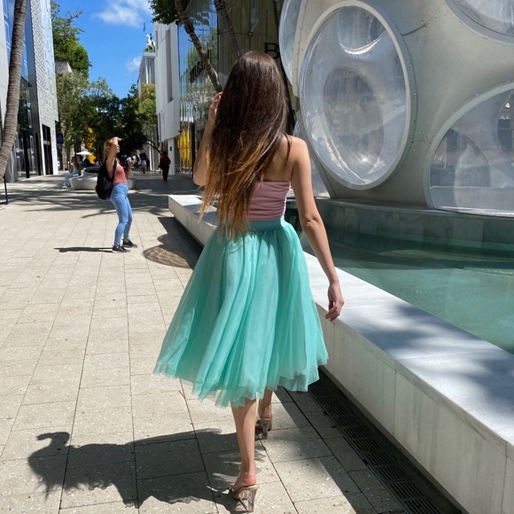 Midi Mint Tulle Tutu Skirt - Picture 11 of 14